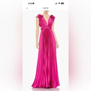 Leena by Mac Duggal Plunge A-line Elegant Pink Evening Gown